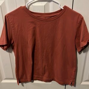 Cropped orange-ish pink t-shirt